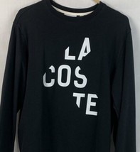 Lacoste Sweatshirt Black Crewneck Spell Out Pullover Cotton Casual Mens XL - £31.97 GBP