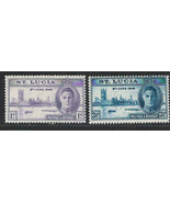 BRITISH ST.LUCIA 1945-46 VERY FINE MNH STAMPS SCOTT# 127-128 PEACE ISSUE - £0.84 GBP