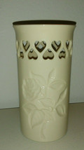 Lenox Special Rose Patterned Vase with Heart Cutouts 5-3/4&quot;H x 3-1/8&quot;D G... - $14.85