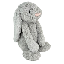 Jellycat Bunny Rabbit 16&quot; Gray Stuffed Plush Floppy Ears Pink Nose - £23.25 GBP