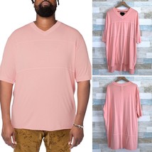 Oublier Varsity V Neck Longline Tee Rose Pink Oversized Mens Big &amp; Tall ... - £31.64 GBP