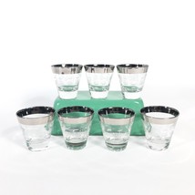 Vintage Dorothy Thorpe Silver Platinum Band Etched Shot Glasses Lot of 7 - £38.26 GBP