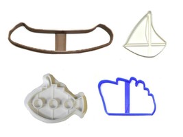 Water Vessels Boat Ship Sail Canoe Set of 4 Cookie Cutters USA PR1477 - £7.16 GBP