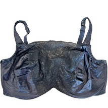 Vintage Bali #3356 Black Lace Overlay Hidden Wire Retro Satin Shiny Bra ... - $38.40
