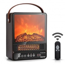 1500W Electric Fireplace Tabletop Portable Space Heater with 3D Flame Effect-Wa - £100.36 GBP