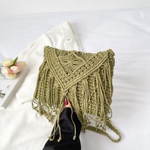 SummerTassel Straw Bag Women Handmade Woven Shoulder Bag Summer Kintted Beach Ba - £21.59 GBP
