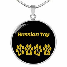 Russian Toy Mama Circle Necklace Engraved 18k Gold 18-22&quot; Dog Owner Lover Jewelr - £55.22 GBP