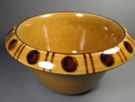 Studio Art Pottery Bowl Gold with Brown Dots Glazed 5.5&quot;x 2.5&quot; Handmade Unmarked - $9.77