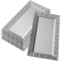 Serving Trays (6 PC), Disposable Plastic Trays and Platters- 14” x 7.5” - £12.18 GBP