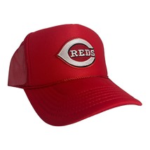 New Cincinnati Reds Retro Red Hat 5 Panel High Crown Trucker Snapback Vtg - £18.35 GBP