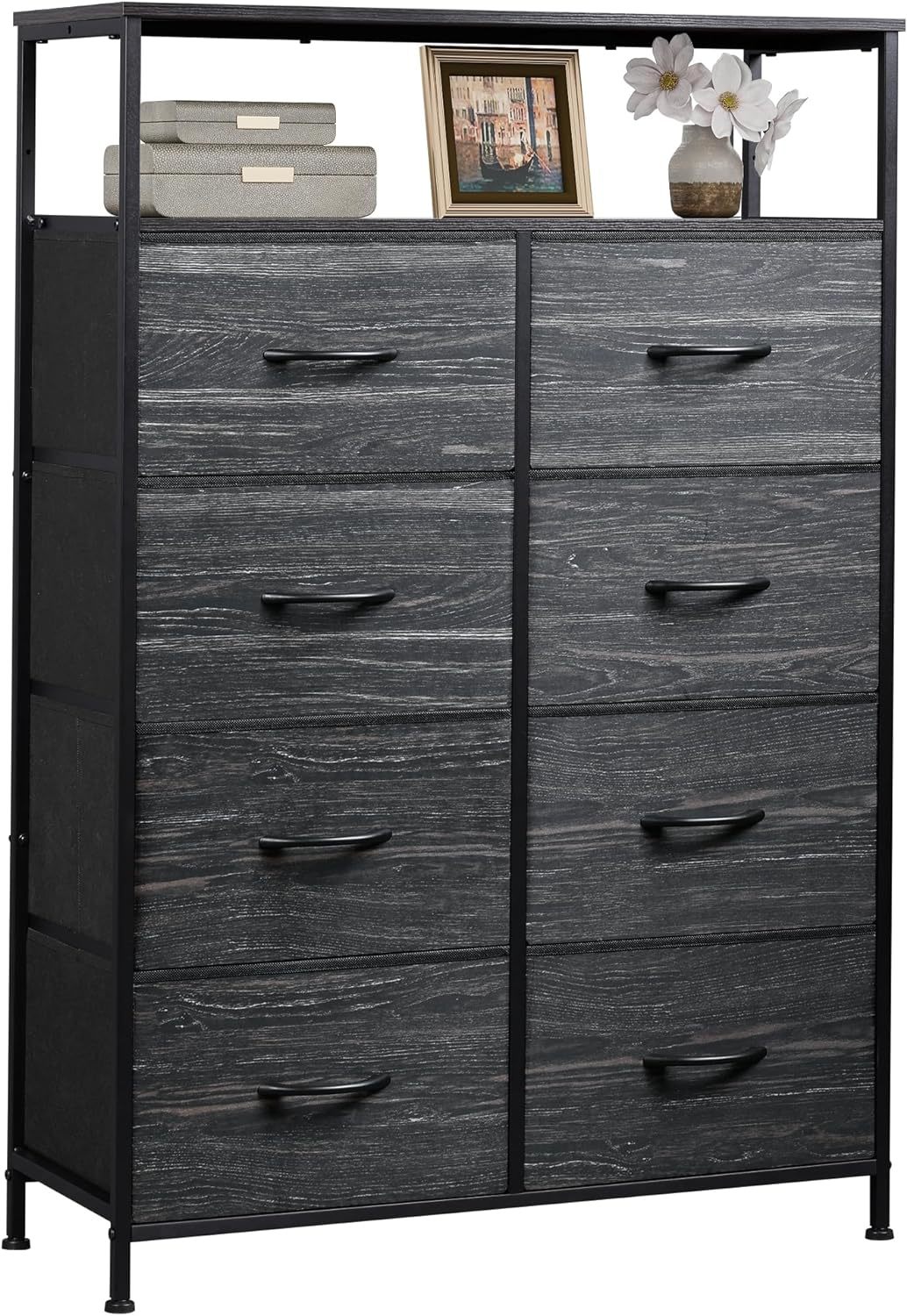 Wlive Fabric Dresser For Bedroom With Open Shelves, Tall Dresser With 8 ... - $90.97
