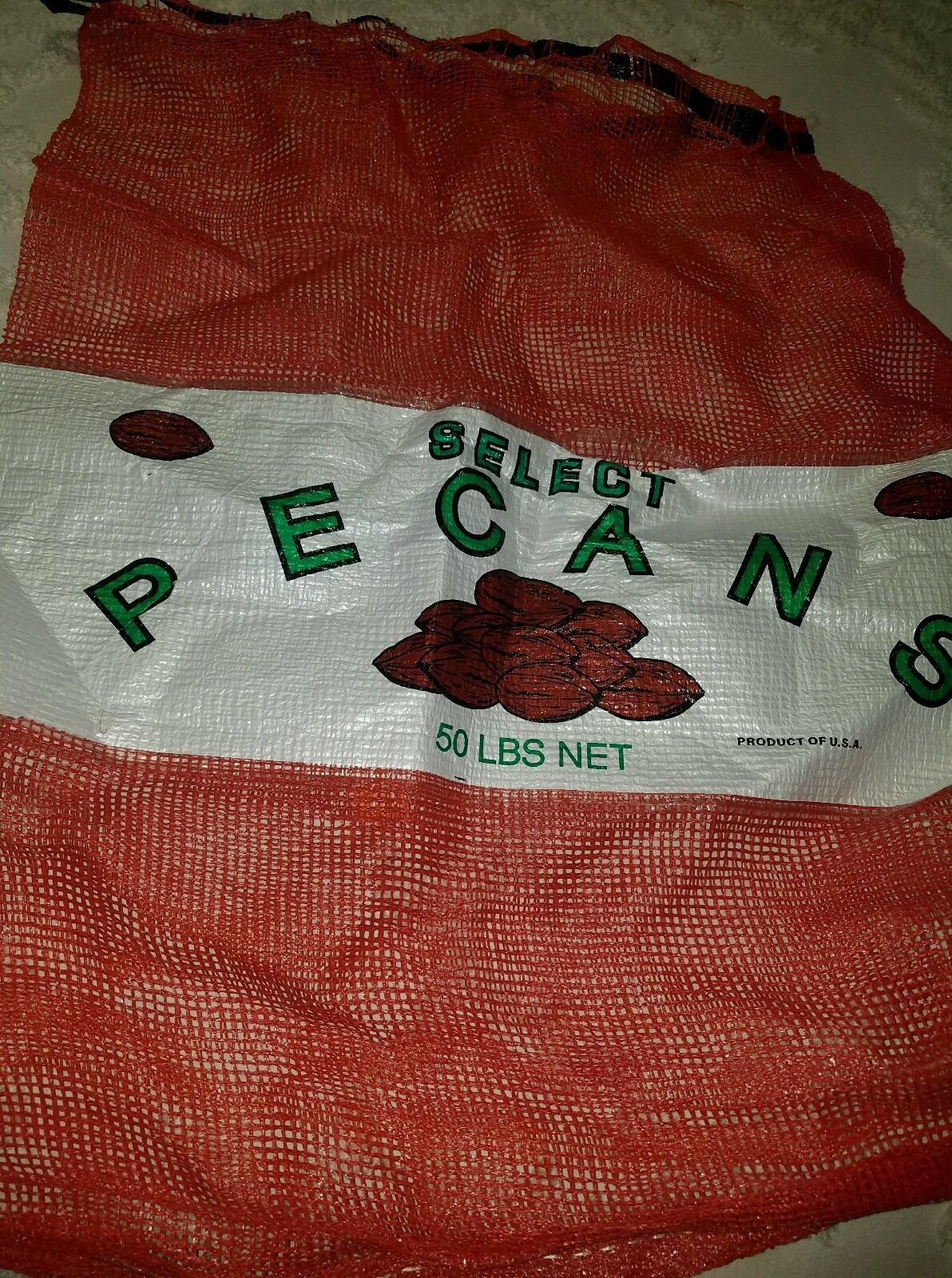 Select Pecans Walnuts Peanuts Mesh Bag Only 50 LBS U.S.A Drawstring