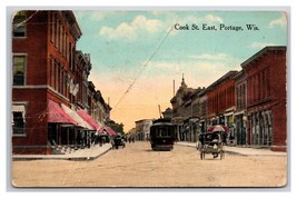 Cook Street View Looking East Portage Wisconsin WI DB Postcard P29 - £3.01 GBP