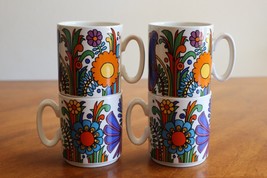 Lot of 4x Villeroy &amp; Boch ACAPULCO Coffee Tea Mugs 3.25&quot; Tall Birds Flow... - £59.95 GBP