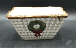 St. Nicholas 6&quot; Square Snow Valley Fruit Dessert Bowl Christmas Wreath&amp; ... - £12.60 GBP