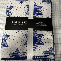 ISAAC MIZRAHI JEWISH STARS 1pc 60" x 104" HOLIDAY TABLECLOTH  BLUE/WHITE... - $39.32