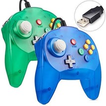 Retro N64 Wired 64-Bit Remote Upgraded Game Joystick Controller, 2 Pack Mini N64 - £25.76 GBP