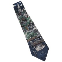 417 Van Heusen Americana Series New England Village Novelty 100% Silk Necktie - £18.11 GBP