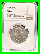 1955 Franklin Half Dollar NGC MS64 - 50c - Silver Coin - £46.51 GBP