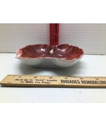 Vintage Small Candy/ Trinket Dish Leaf-Shaped Red w/Gold Trim - $9.90