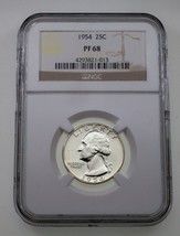 1954 25C Washington Quarts Preuve Classé Par NGC Comme PF-68 - $73.45