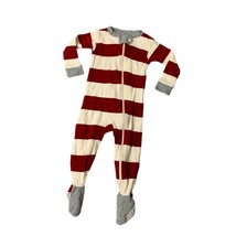 Burts Bees Baby Infant Size 6 9 months Red White Footed Pajamas 1 Piece bodysuit - $8.91