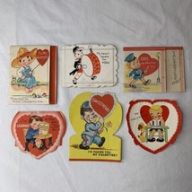 Vtg 1940s Valentine Cards Lot (6) Boys WWII Era Fishing Teacher Drummer ... - $38.60