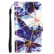 Anymob Samsung Dark Blue Geometric Marble Leather Case Flip Wallet Magnetic Case - $28.90