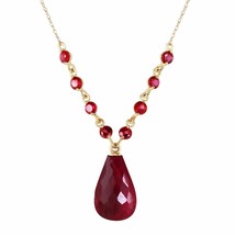 15.8 Carat 14K Yellow Gold Everlasting Natural Ruby Briolette Necklace 14&quot;-24&quot; - £308.40 GBP