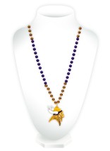 Minnesota Vikings Beads with Medallion Mardi Gras Style - $32.99