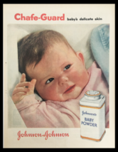 1956 Johnson &amp; Johnson Chafe-Guard Baby Powder Vintage Print Ad - £11.31 GBP