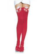 Christmas Jingle Bell RED Thigh High Tights with Furry Fluff and Gold Bells - £9.58 GBP