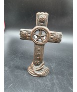 Rustic Wrought Iron Cowboy Cross on Base, Texas Star, Ropes,  6&quot;x4&quot;x1/4&quot;... - $304.10 MXN