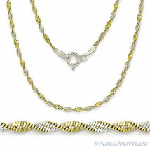 1.7mm Twist-Rope Magic-Flex Link .925 Sterling Silver Gold-Plated Chain ... - $28.30+