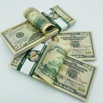 Prop Money 50 Pcs $50 Real Size Full Printed Double Sided New Ages Stack... - $14.99