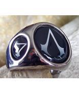 UNIQUE ASSASSIN CREED WARRIOR SYMBOL RING STEEL SILVER PIN PATCH [ N25 S... - £38.53 GBP