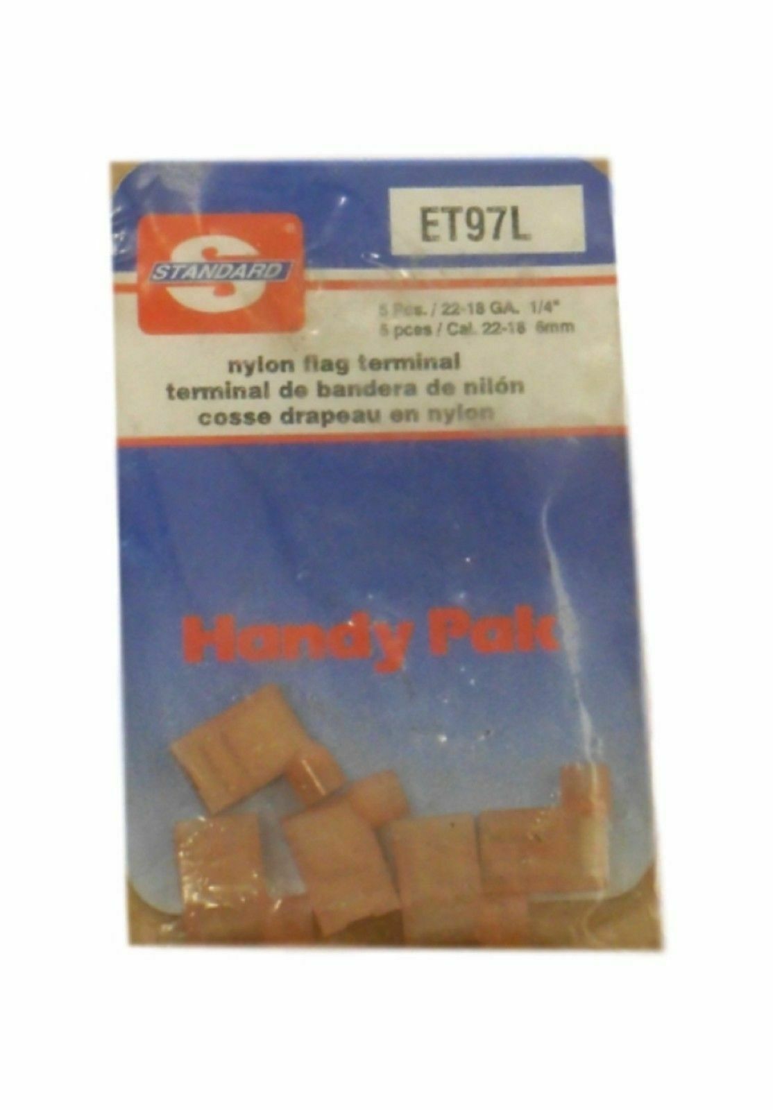 Standard Brand (5) Nylon Flag Terminals ET97L 22-18 GA 1/4&quot; New! - $14.00