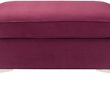 Velvet Upholstered Ottoman In Burgundy And Chrome - $485.99