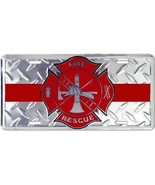 Firefighter Red Line License Plate - $21.99