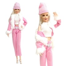 Winter Dress Party Wear For Barbie Doll Pink Clothes 1/6 Doll Accessorie... - £10.87 GBP