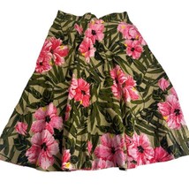 vintage bits n pieces pink hibiscus floral a-line skirt - $39.59