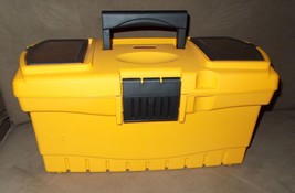 Vtg Task Force Yellow Molded Plastic Multi Purpose Storage Tool Box - £55.86 GBP