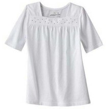Girls Shirt Jumping Beans White Short Sleeve Square Neck Beaded Babydoll... - $8.91