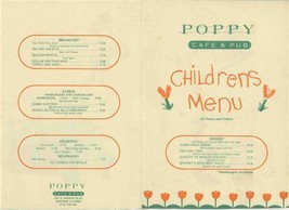 Poppy Cafe &amp; Bar Children&#39;s Menu Harbor Blvd Anaheim California Near Disneyland - £22.15 GBP