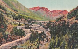 Ironton Loops Red Mountains Million Dollar Highway CO Linen Postcard Unposted - £7.74 GBP