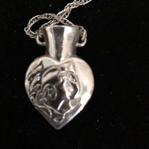 Vintage Silver Tone Greco Roman, Egyptian womans profile heart Vase Necklace - £13.15 GBP