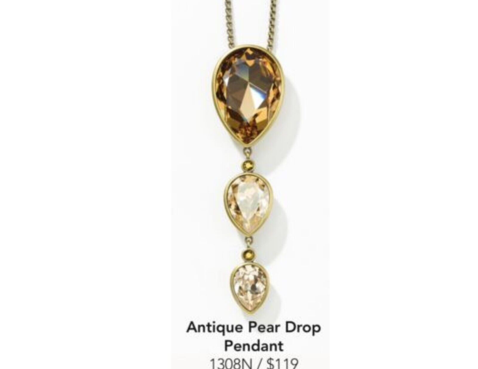 Touchstone Crystal by Swarovski 1308N Antique Pear Drop Necklace BNIB - $59.99
