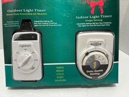 Ingraham Christmas Light Timer Twin Pack 12-313 Indoor/outdoor New in box - £6.73 GBP