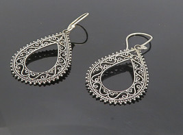 925 Sterling Silver - Vintage Shiny Open Swirl Tear Drop Dangle Earrings- EG3687 - £22.37 GBP