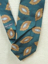 Vintage Giorgio Armani Cravatte Italy Neck Tie/Necktie Silk green brn 56&quot;x3.5+&quot; - £14.32 GBP